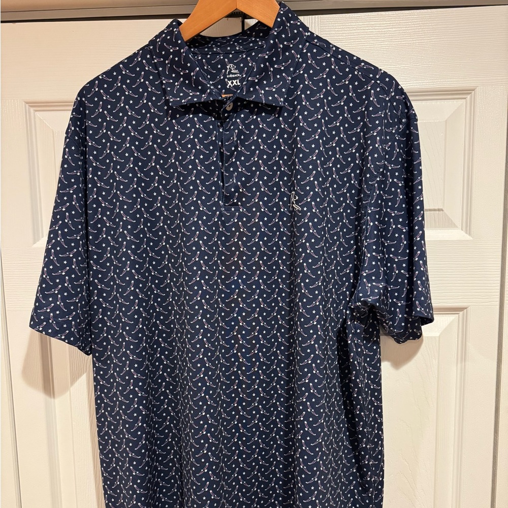 Rhoback Navy and White Patterned Polo Shirt